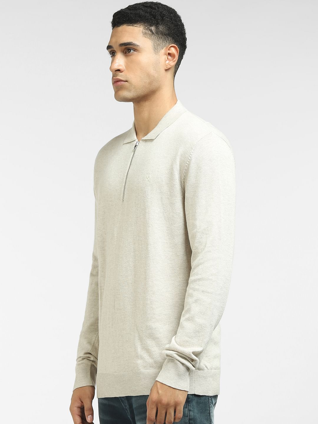 Beige Polo Neck Pullover