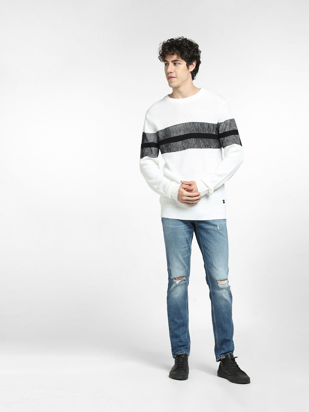 White Striped Pullover