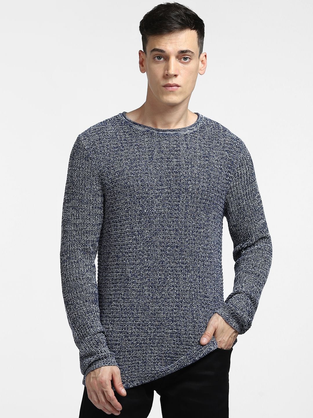 Dark Blue Textured Pullover