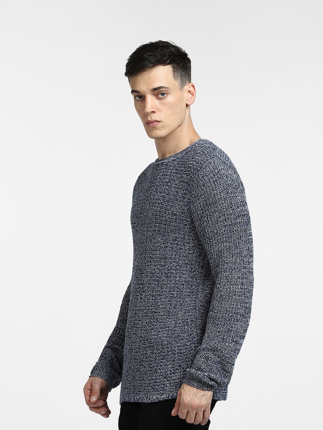 Dark Blue Textured Pullover