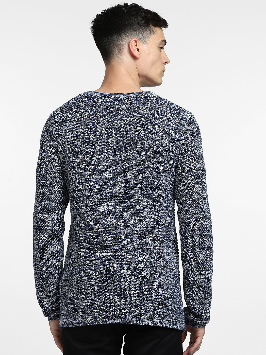 Dark Blue Textured Pullover