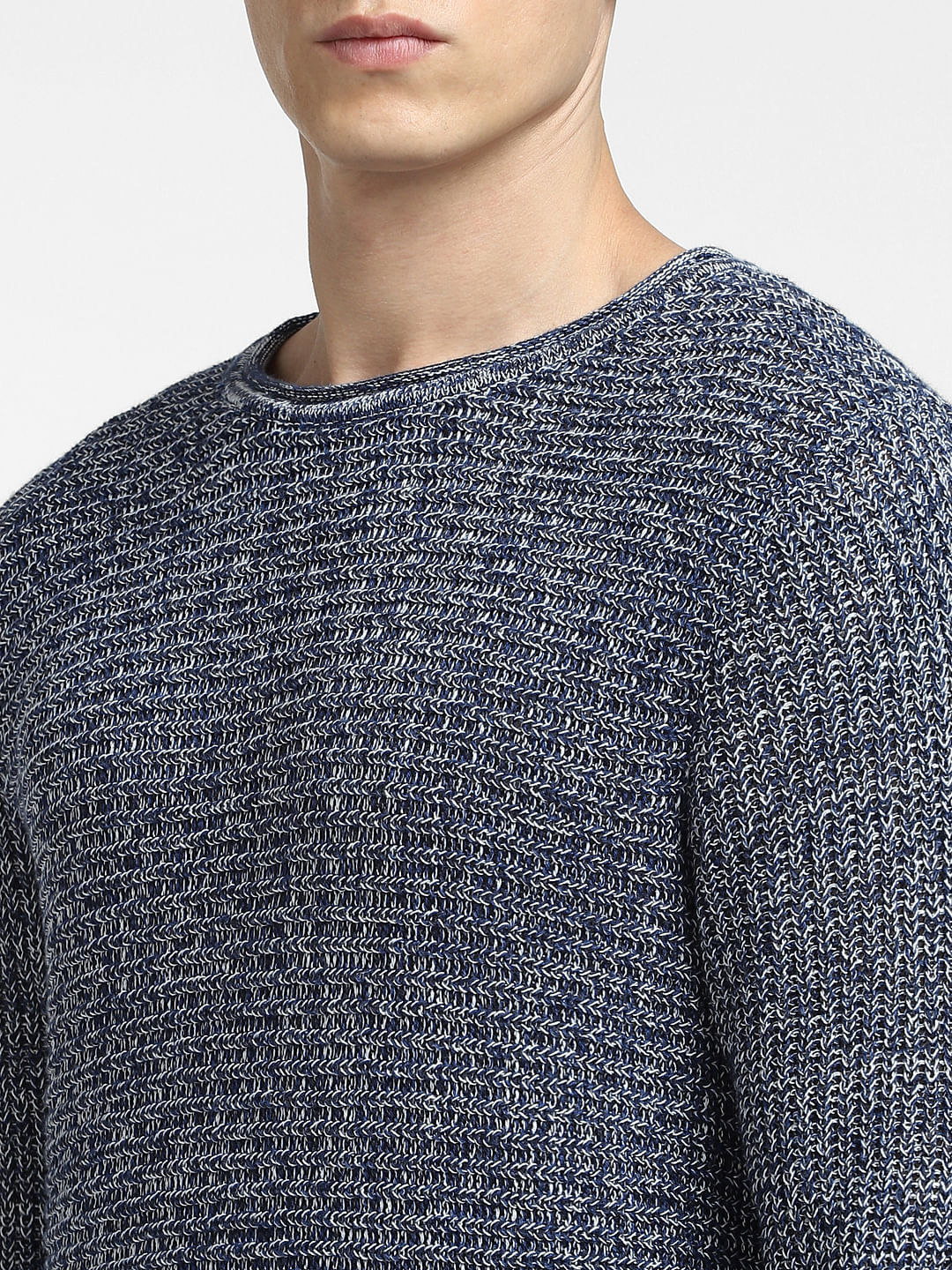 Dark Blue Textured Pullover