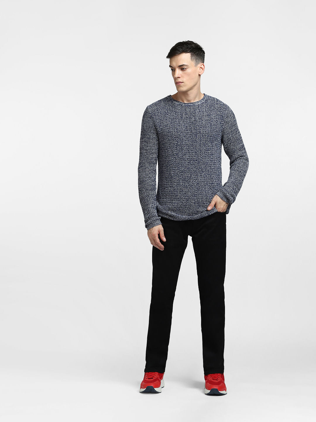Dark Blue Textured Pullover