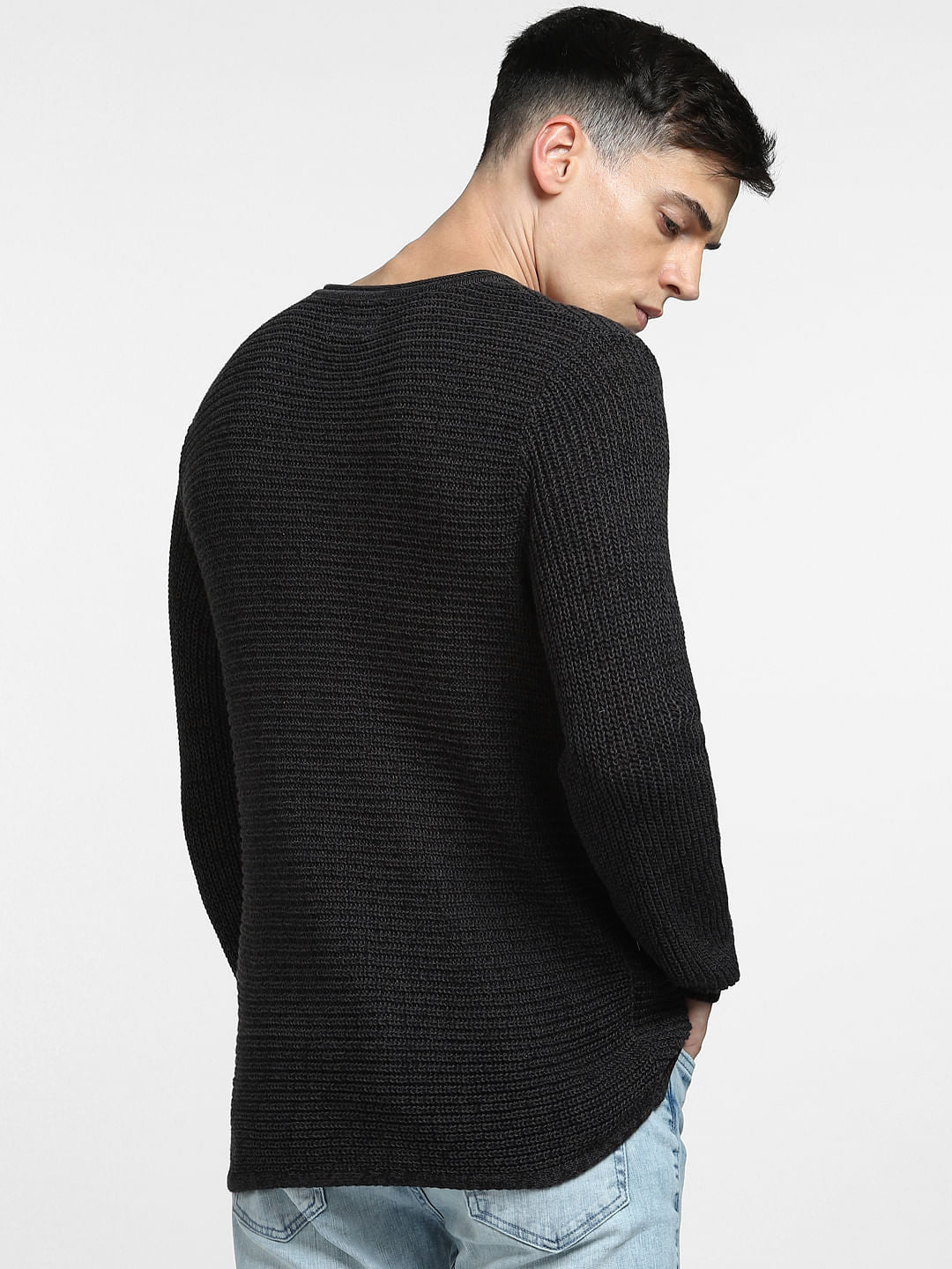 Black Textured Pullover