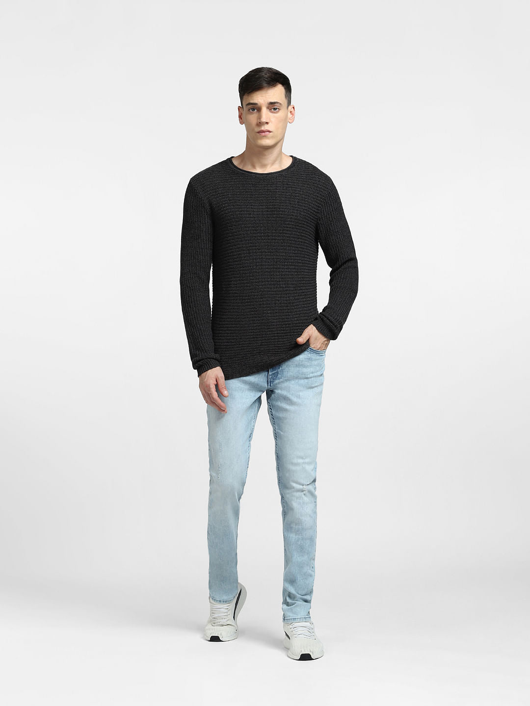 Black Textured Pullover