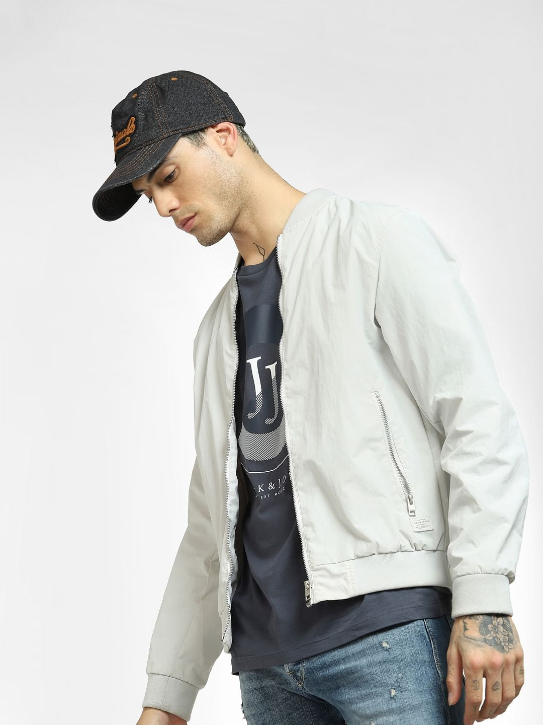 Blue Logo Print Crew Neck T-shirt