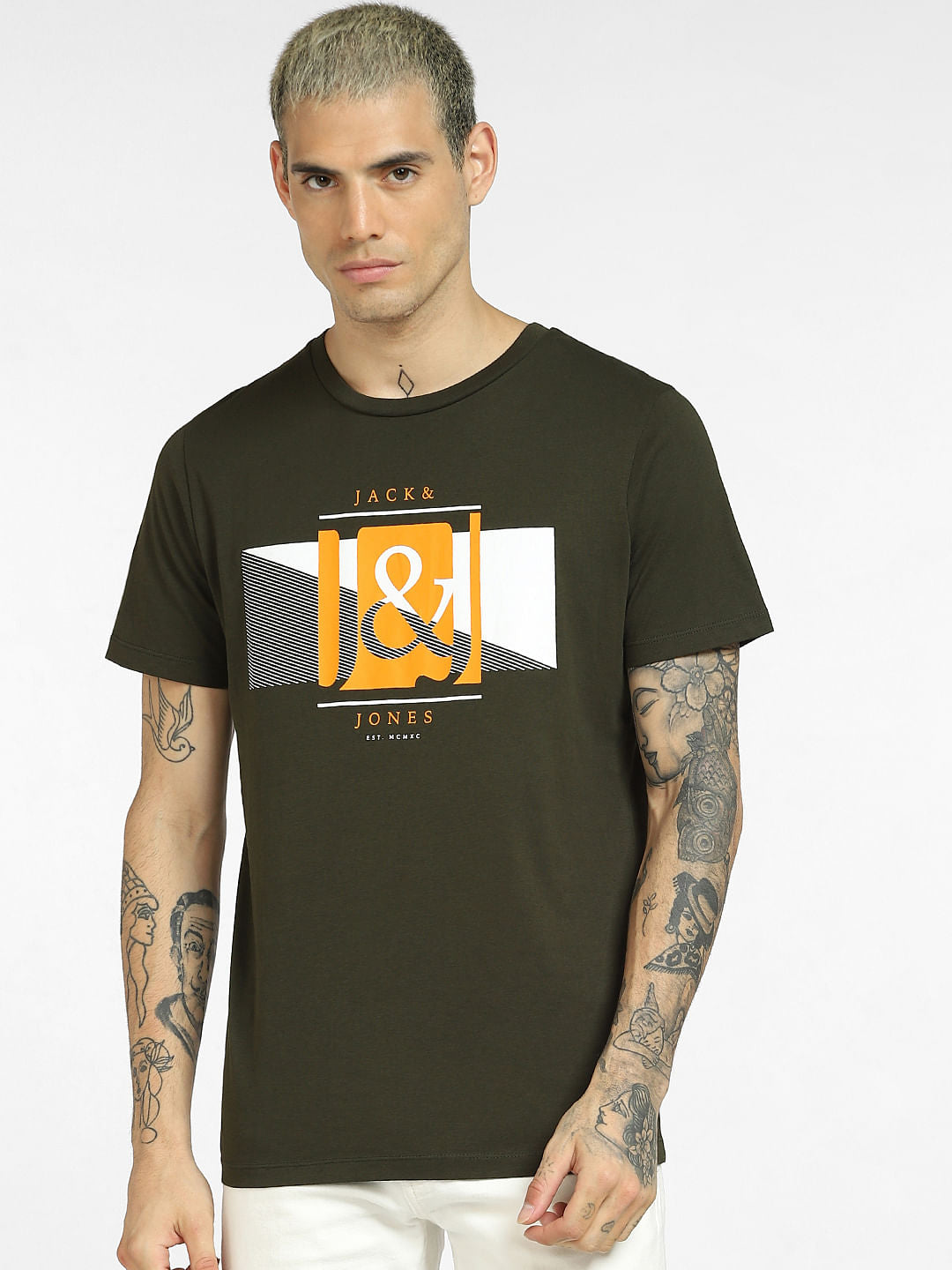 Green Logo Print Crew Neck T-shirt