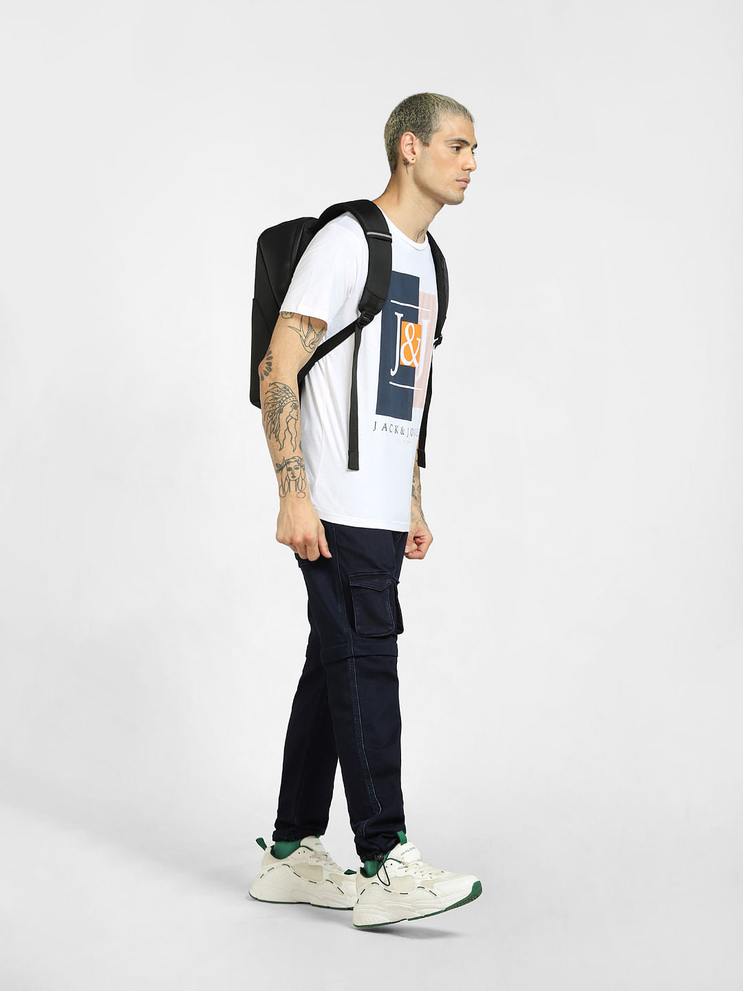 White Logo Print Crew Neck T-shirt