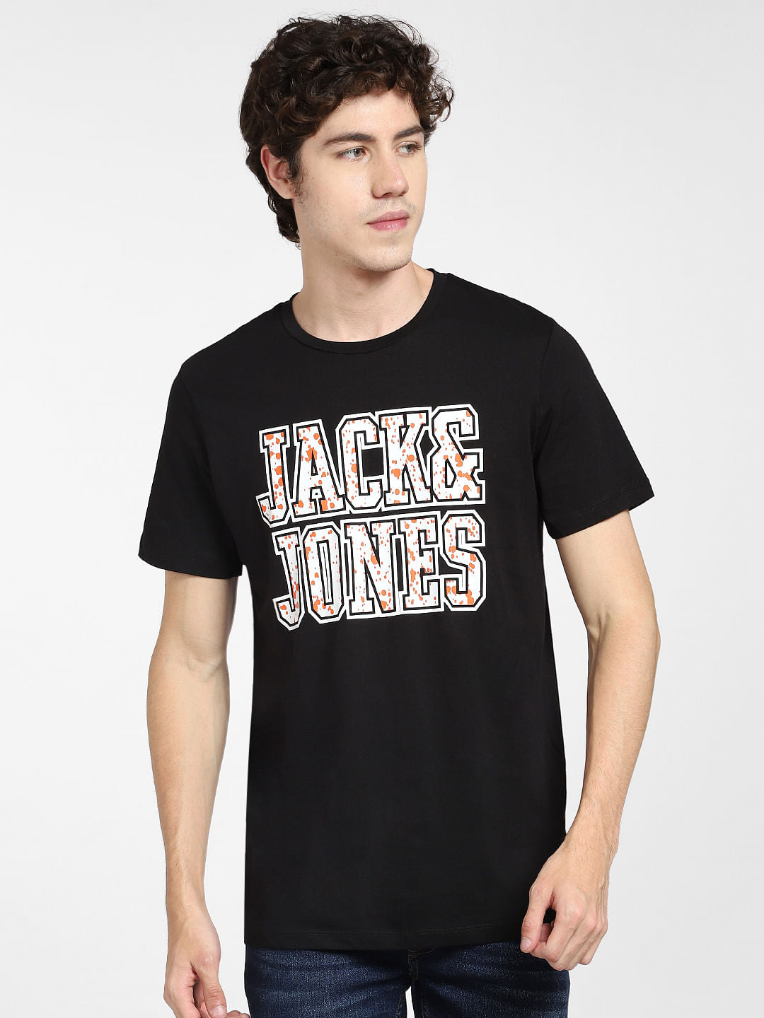 Black Logo Print Crew Neck T-shirt