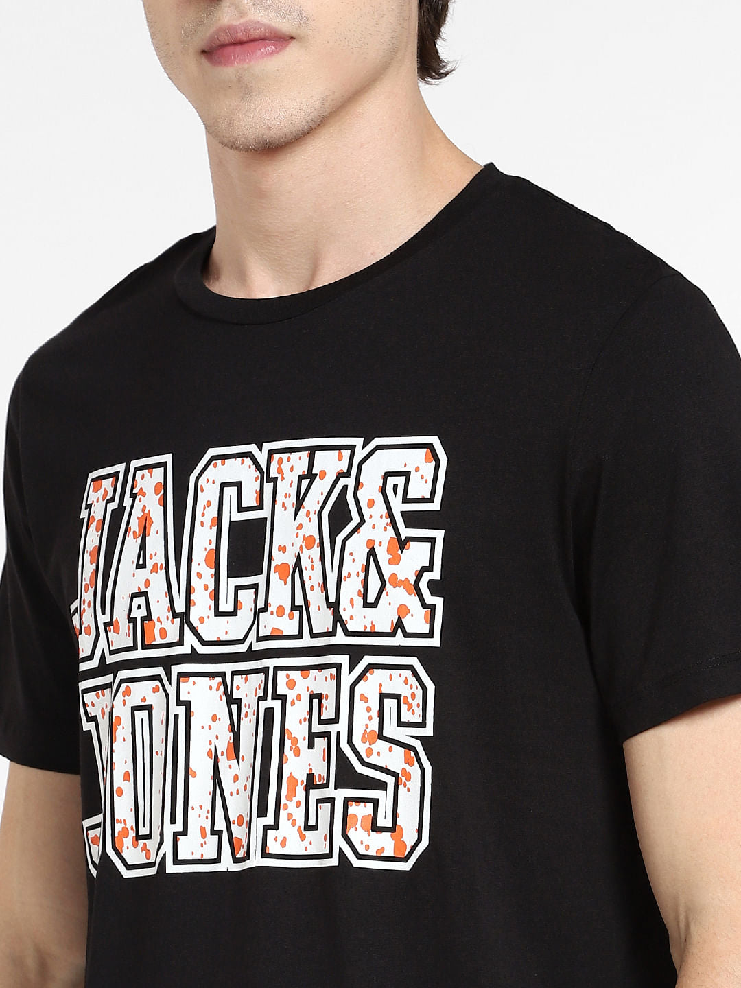 Black Logo Print Crew Neck T-shirt