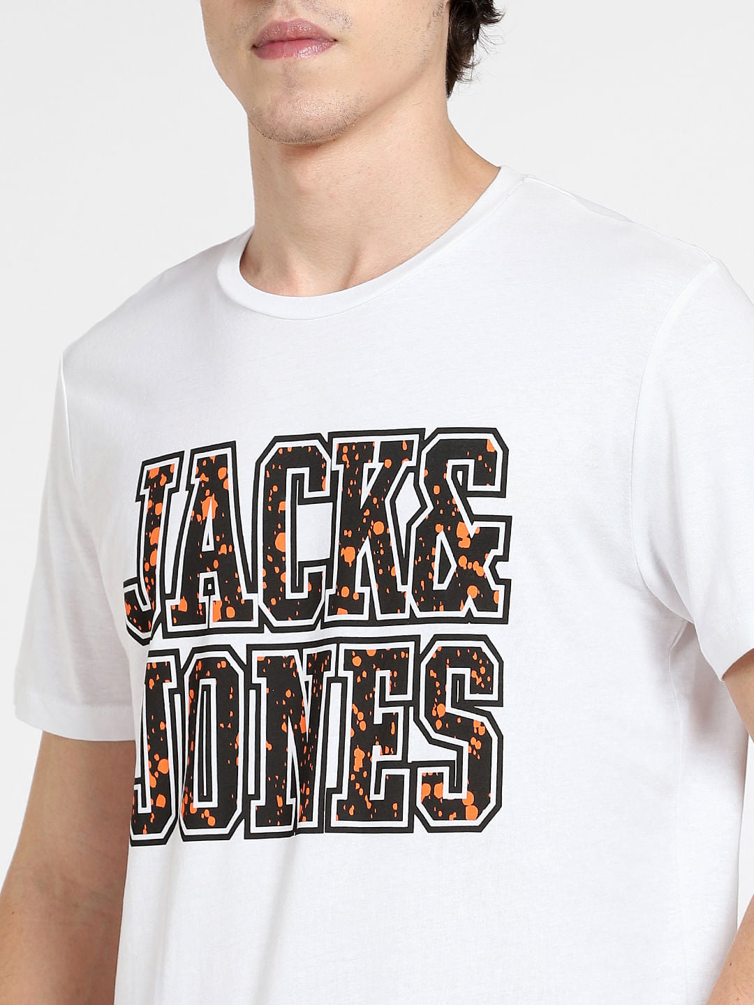 White Logo Print Crew Neck T-shirt