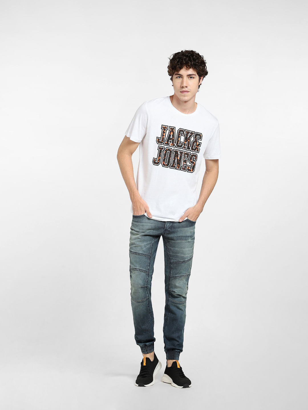 White Logo Print Crew Neck T-shirt