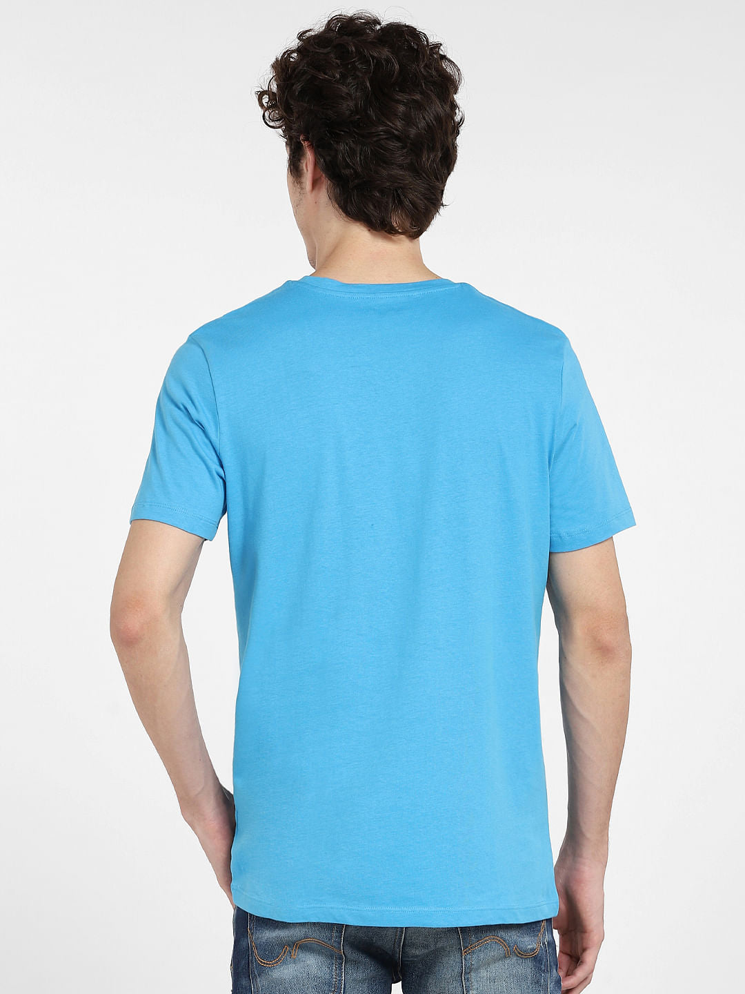 Blue Logo Print Crew Neck T-shirt
