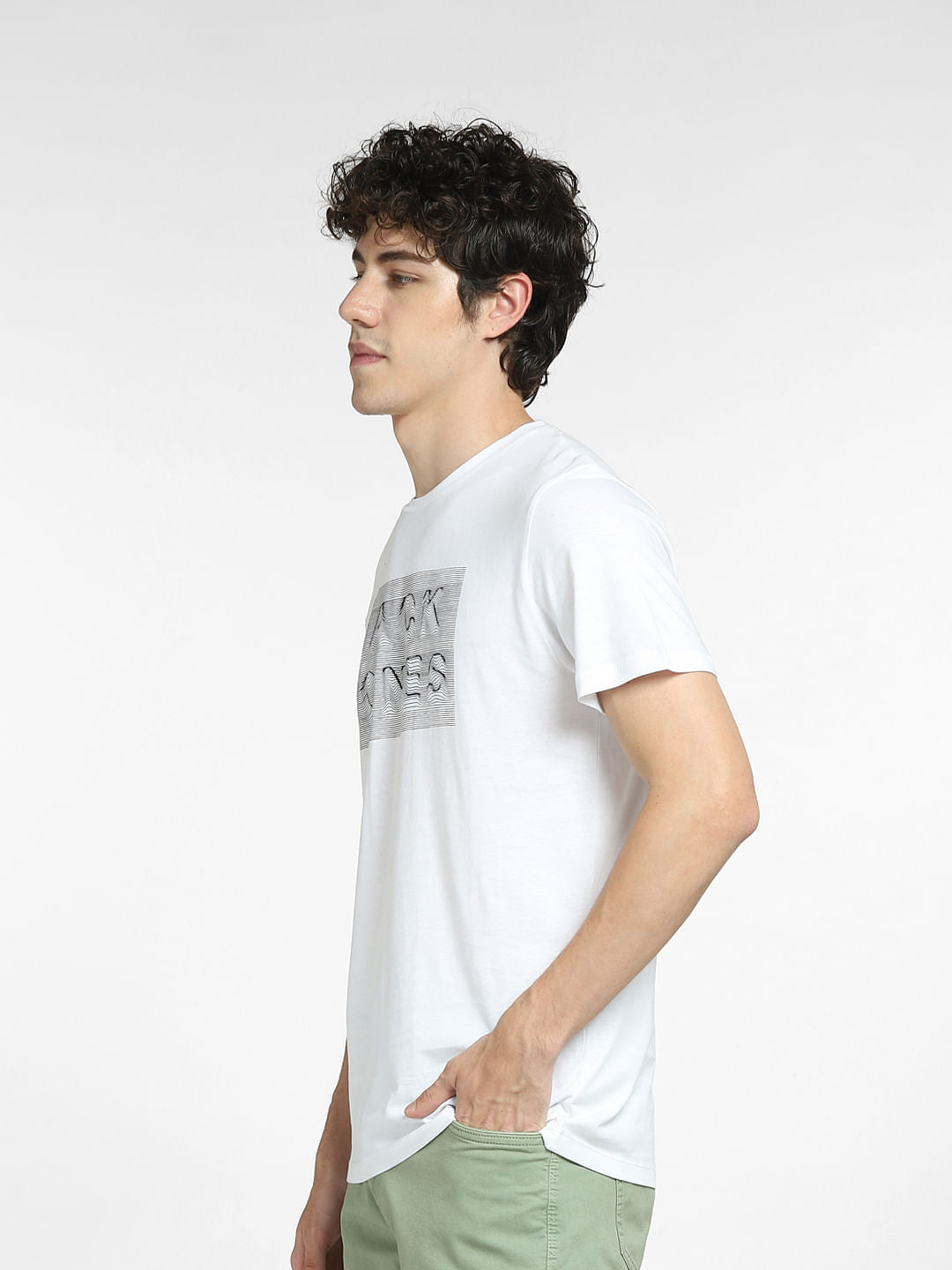 White Logo Print Crew Neck T-shirt