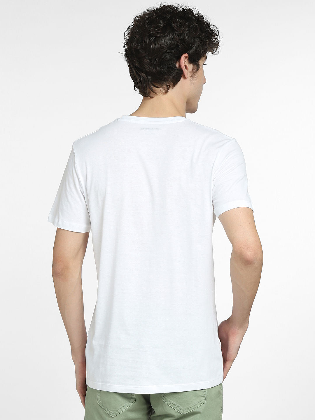 White Logo Print Crew Neck T-shirt