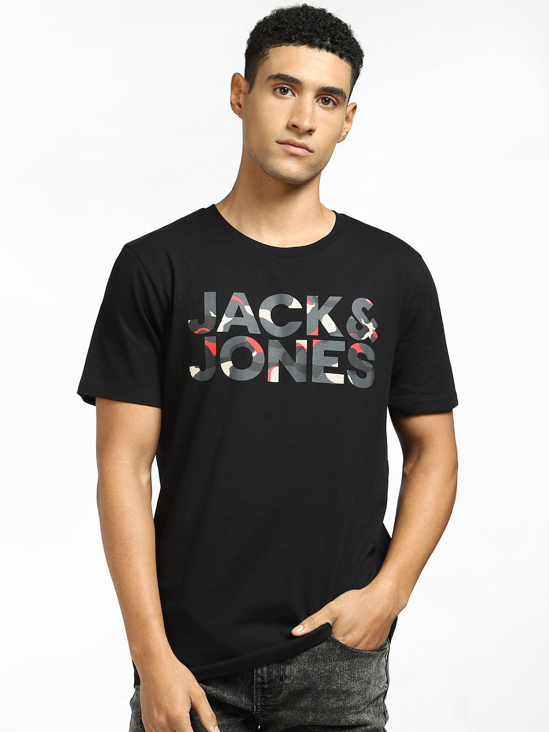 Black Logo Print Crew Neck T-shirt