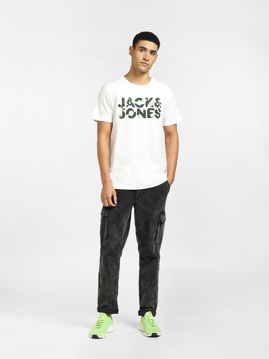 White Logo Print Crew Neck T-shirt