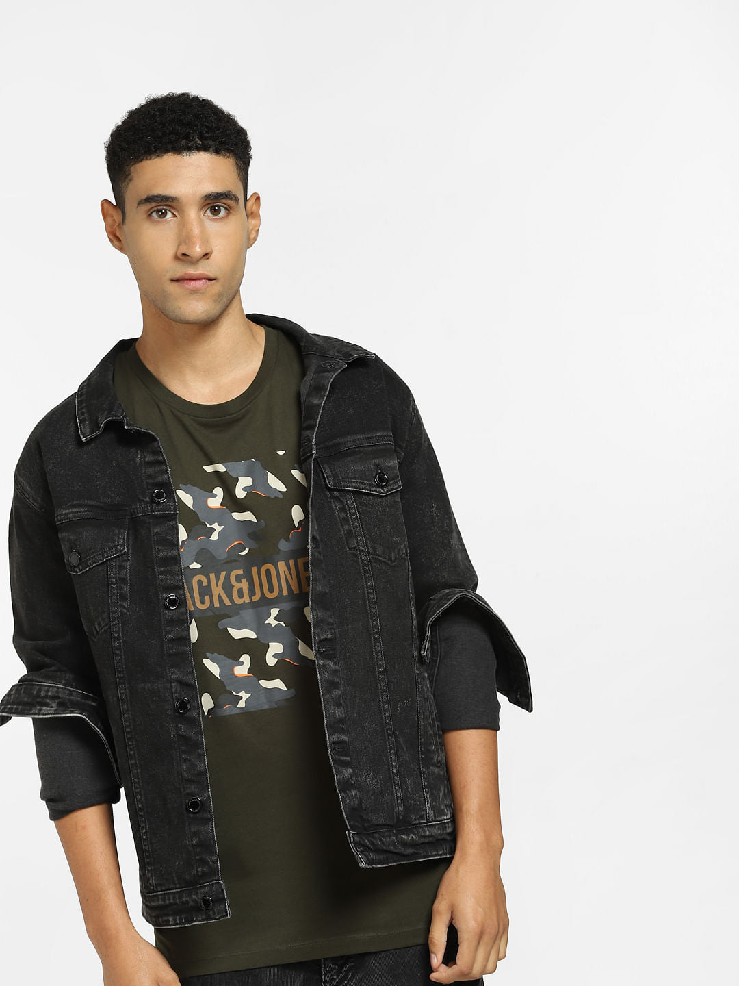 Dark Green Logo Print Crew Neck T-shirt