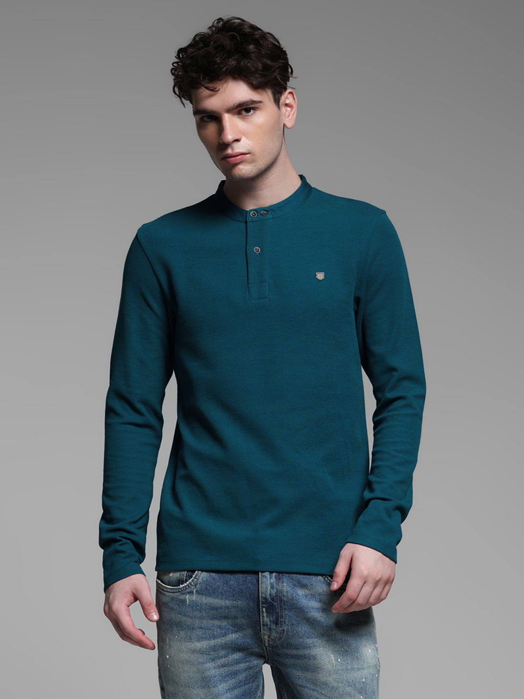 BLUE HENLEY T-SHIRT