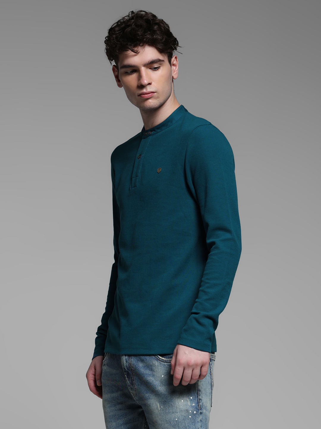 BLUE HENLEY T-SHIRT