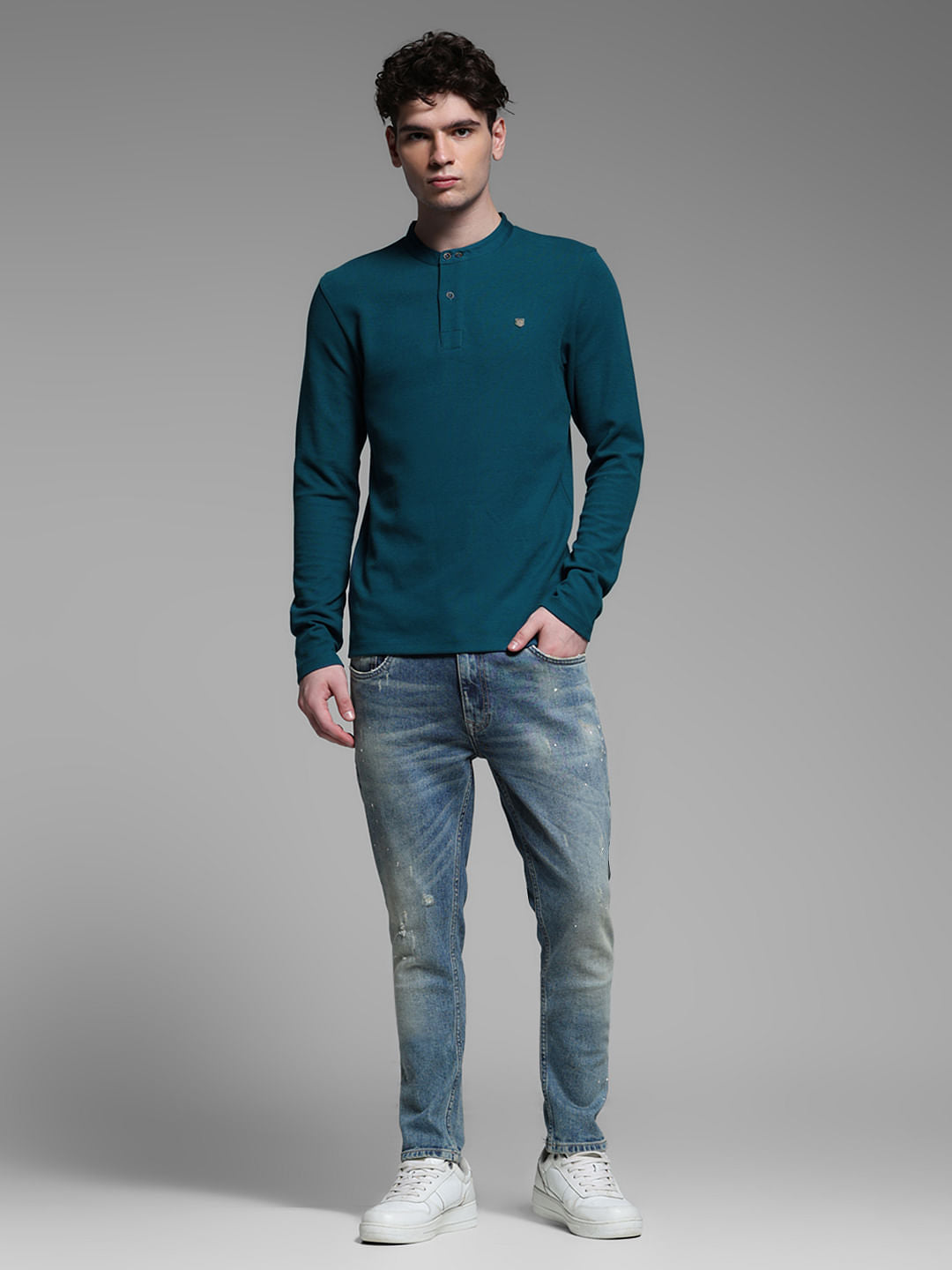 BLUE HENLEY T-SHIRT
