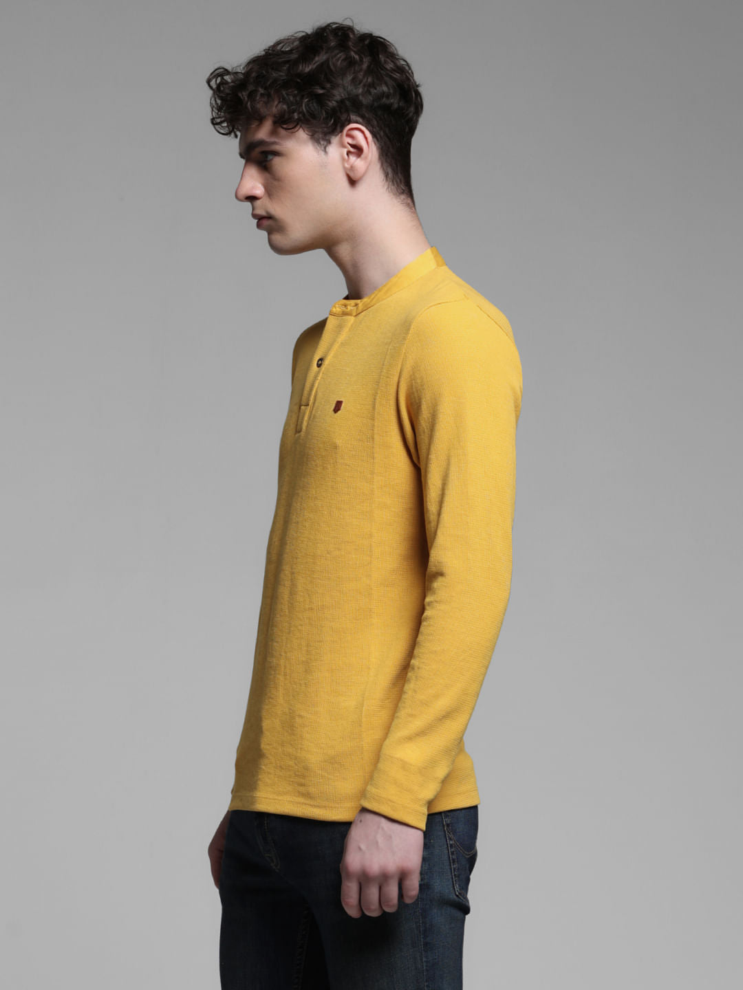 YELLOW HENLEY T-SHIRT