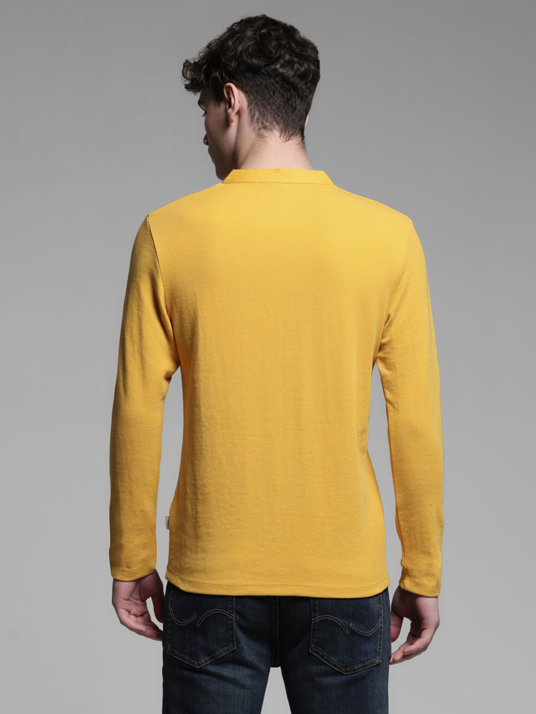 YELLOW HENLEY T-SHIRT