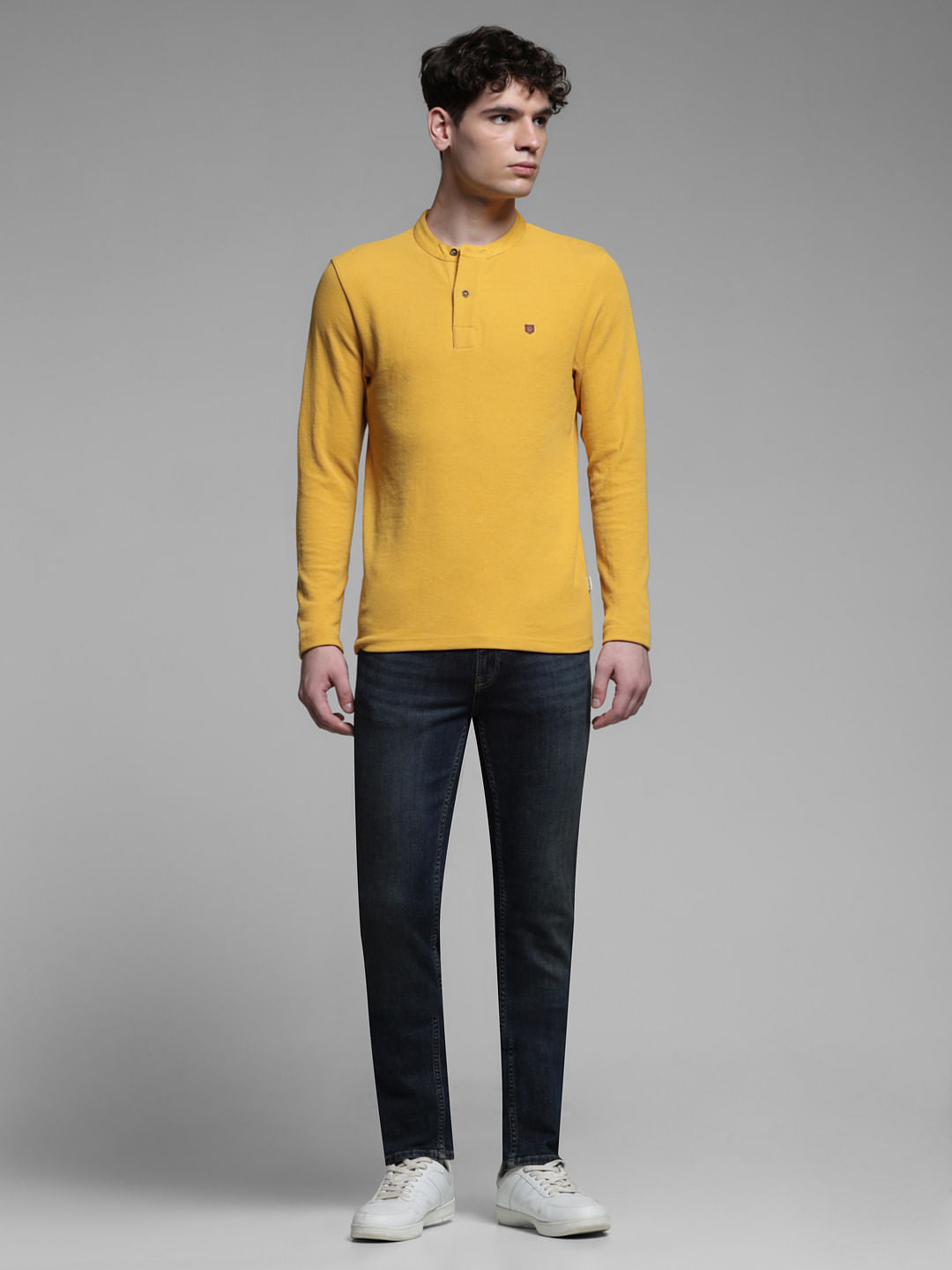 YELLOW HENLEY T-SHIRT