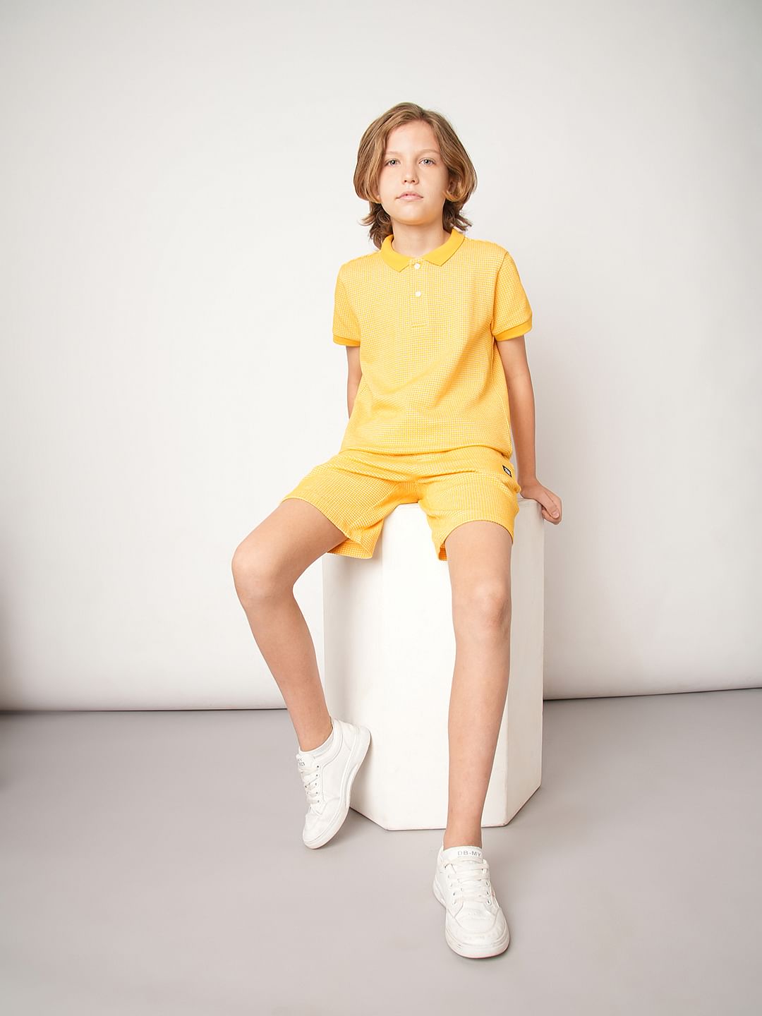 Boys Orange Co-ord Set Polo T-shirt