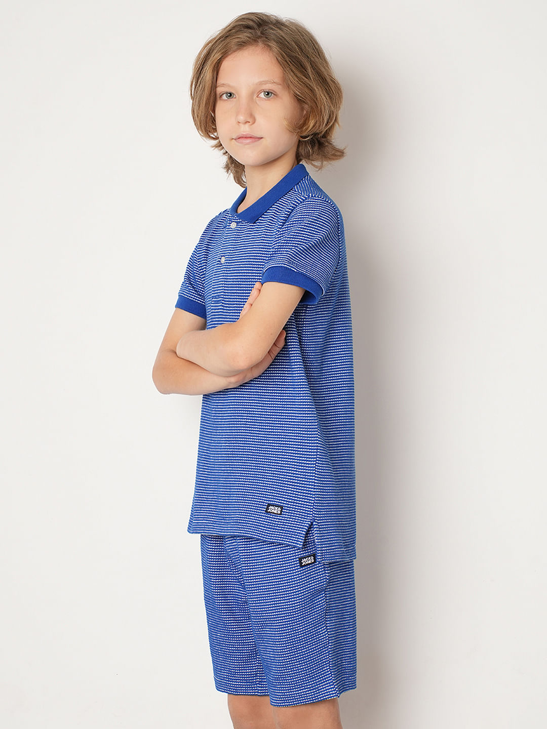 Boys Blue Co-ord Set Polo T-shirt