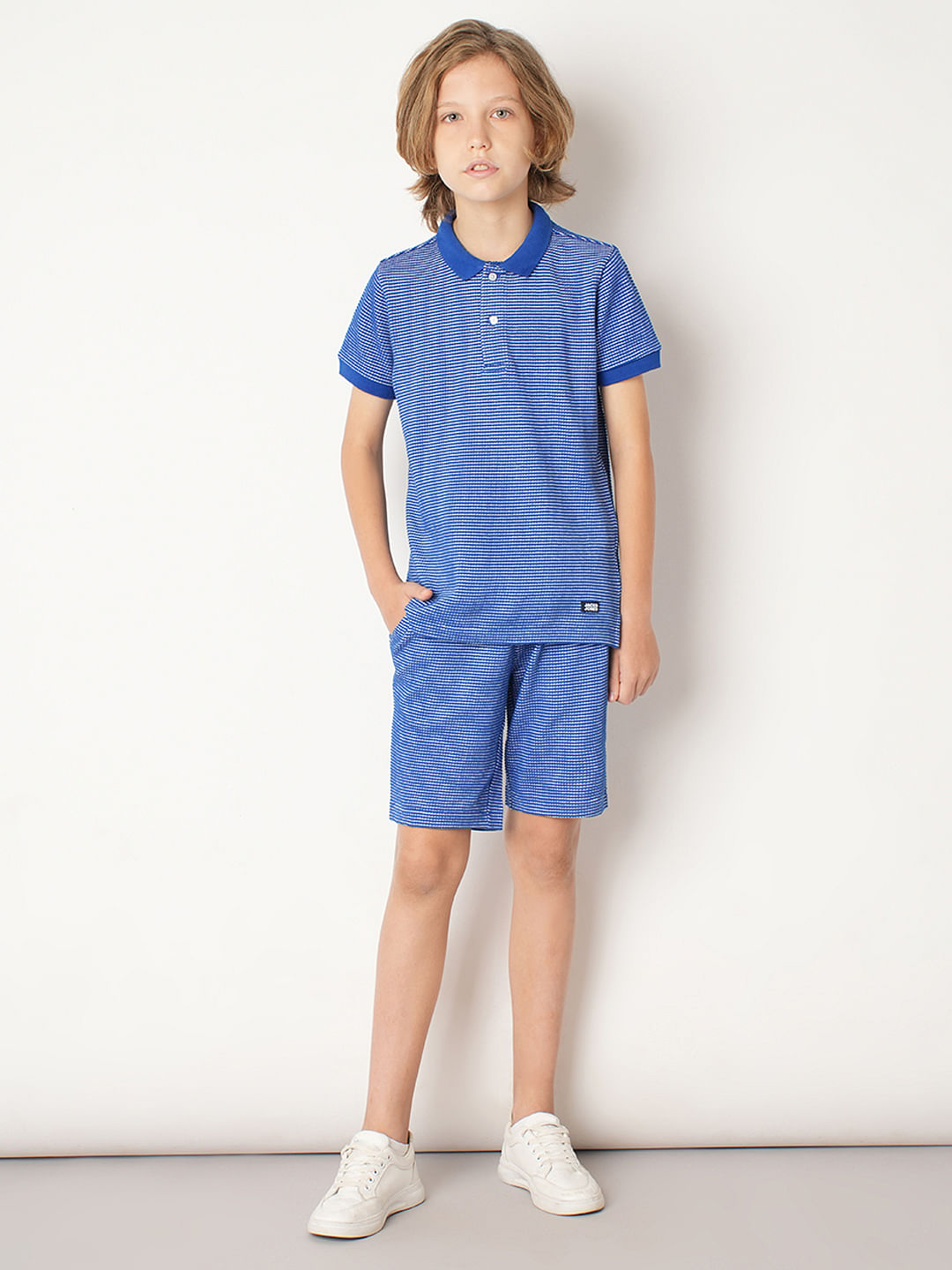 Boys Blue Co-ord Set Polo T-shirt