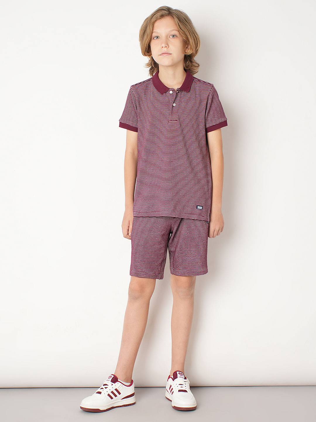 Boys Red Co-ord Set Polo T-shirt