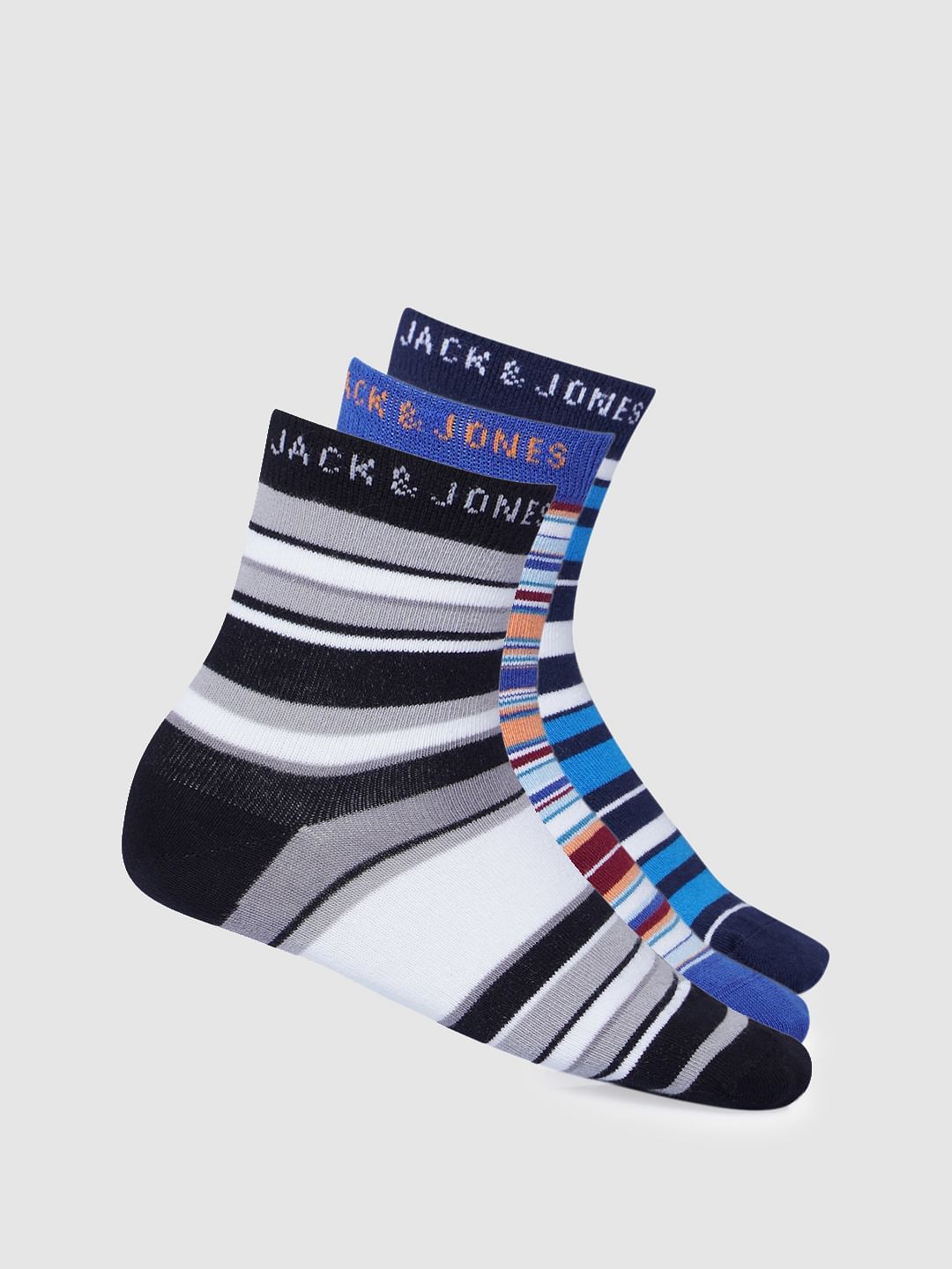 Boys Midi Length Striped Socks - Pack of 3