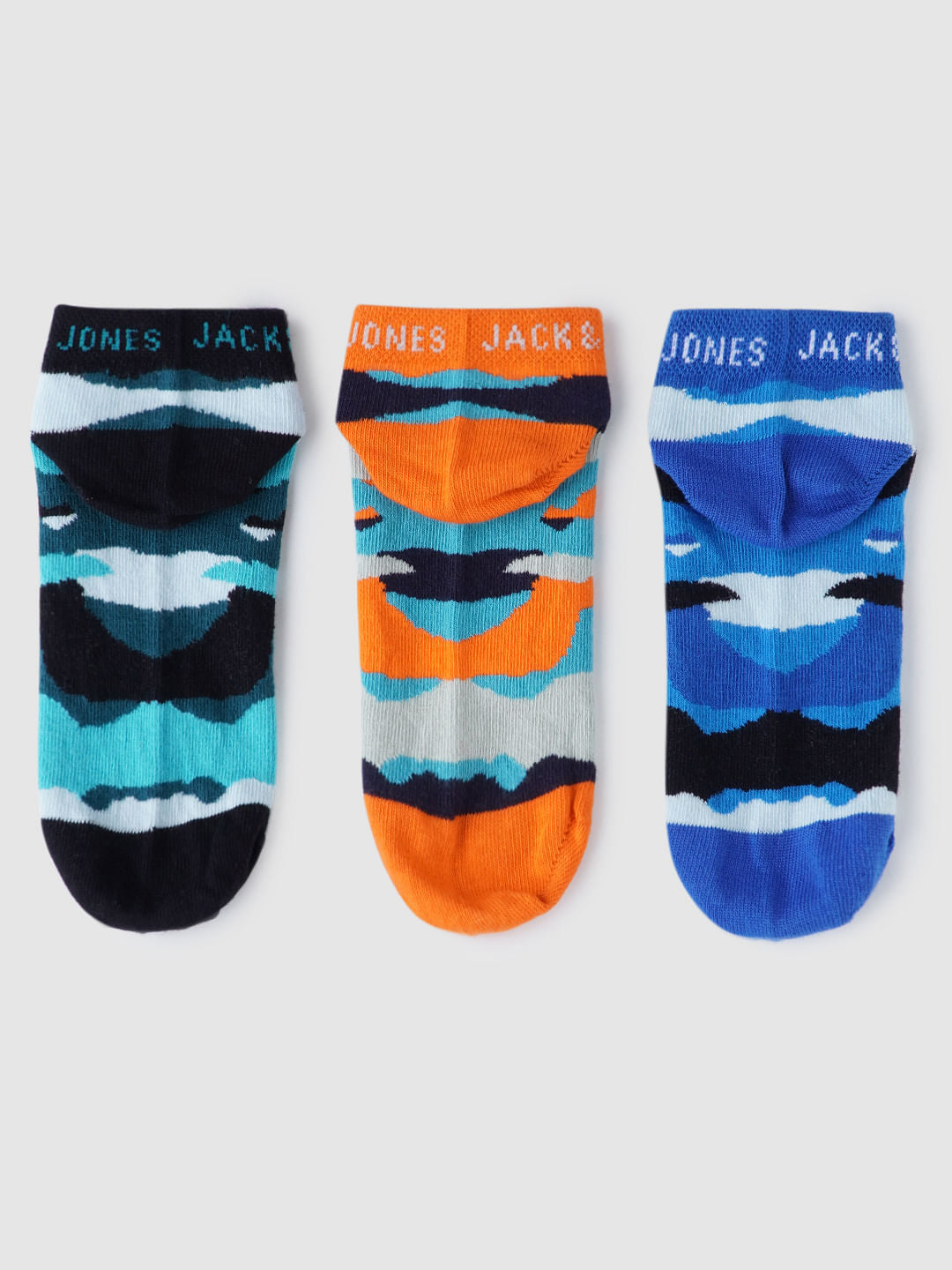 Boys Ankle Length Camo Print Socks - Pack of 3