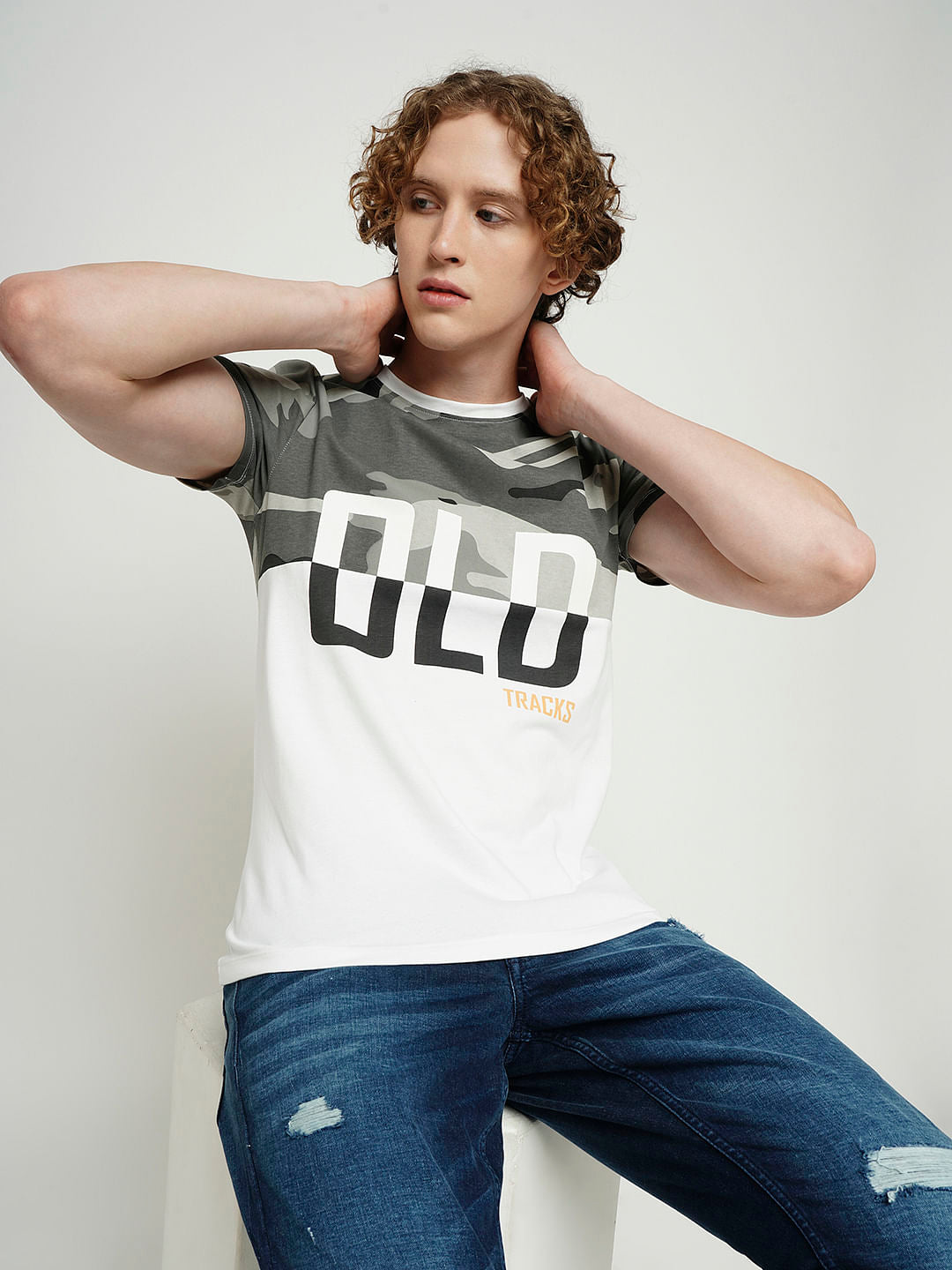 PRODUKT by JACK&JONES White Camo Print Crew Neck T-shirt