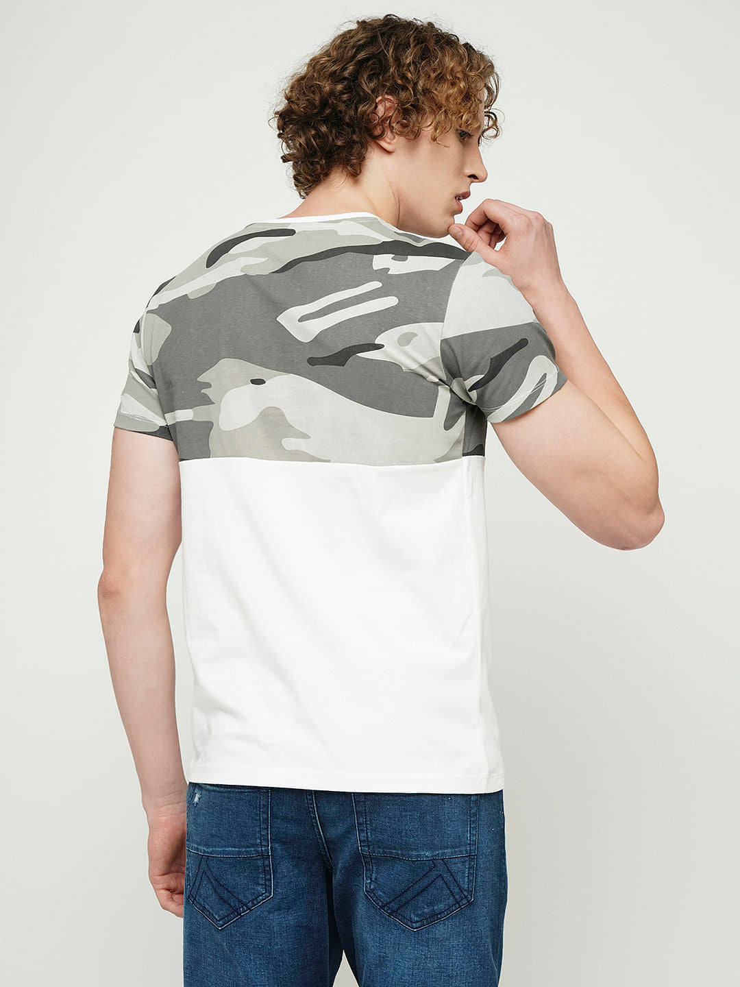 PRODUKT by JACK&JONES White Camo Print Crew Neck T-shirt