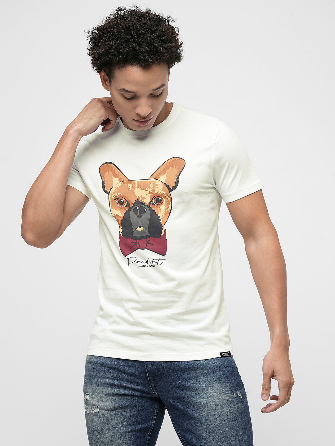 PRODUKT by JACK&JONES White Dog Graphic Print T-shirt