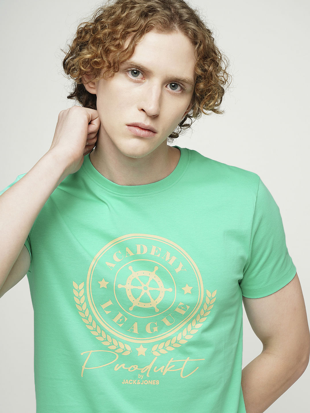 PRODUKT by JACK&JONES Green Printed Crew Neck T-shirt