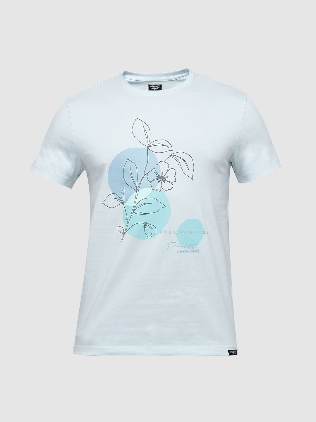 PRODUKT by JACK&JONES Light Blue Floral Crew Neck T-shirt