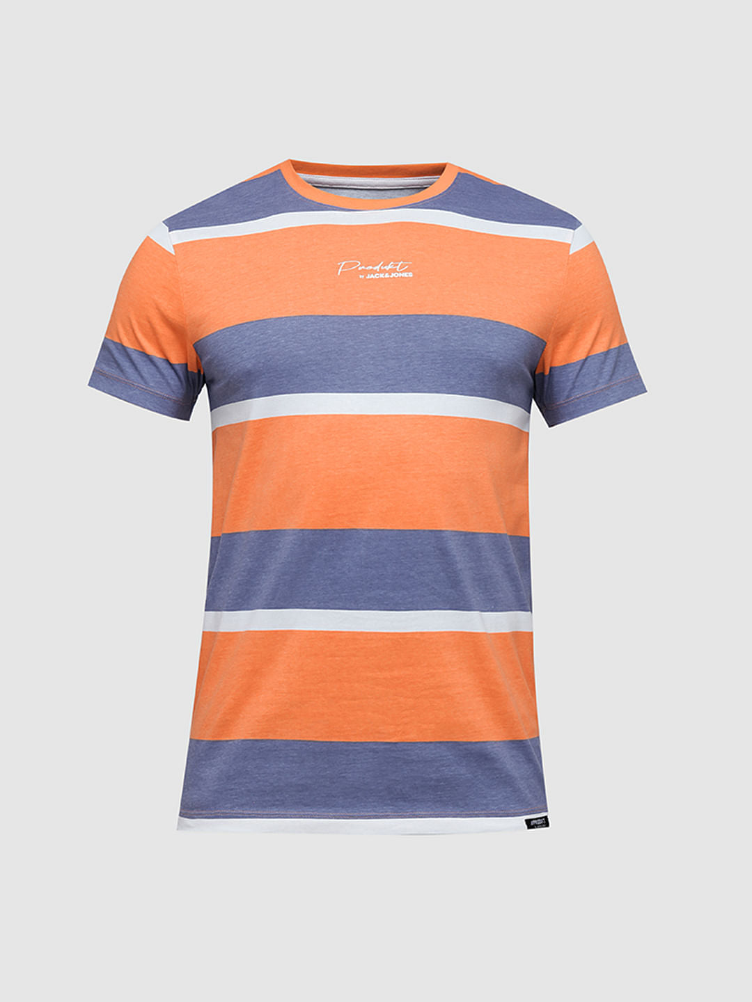 PRODUKT by JACK&JONES Orange Colourblocked Crew Neck T-shirt