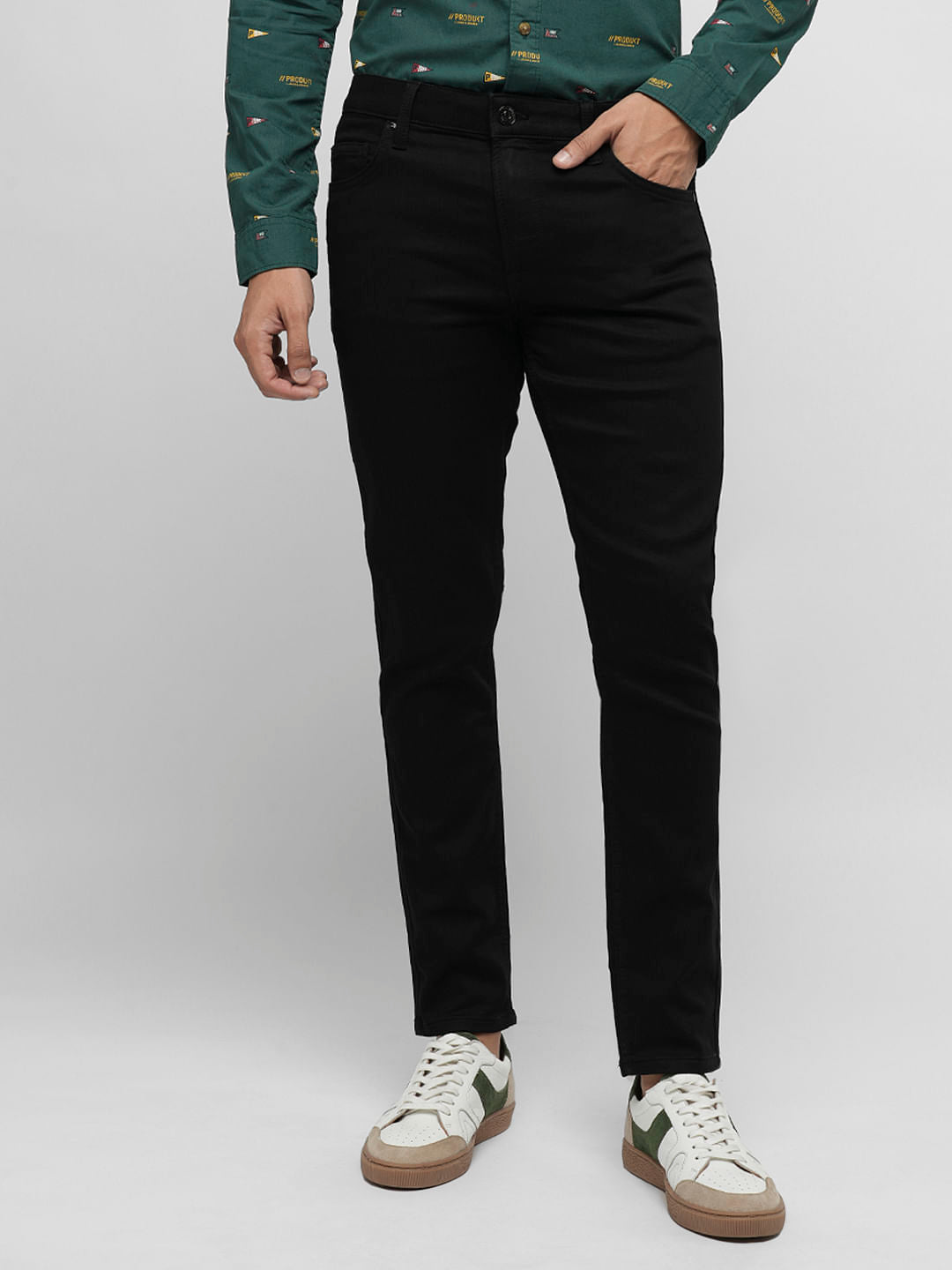 PRODUKT by JACK&JONES Black Mid Rise Slim Fit Jeans