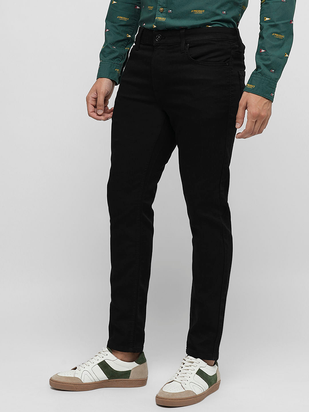 PRODUKT by JACK&JONES Black Mid Rise Slim Fit Jeans