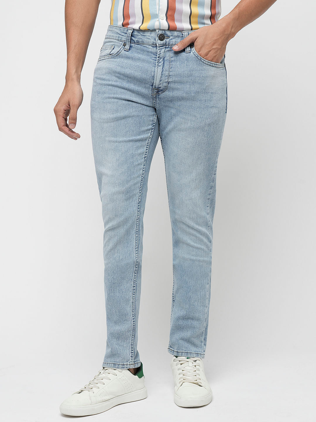 PRODUKT by JACK&JONES Light Blue Mid Rise Slim Fit Jeans