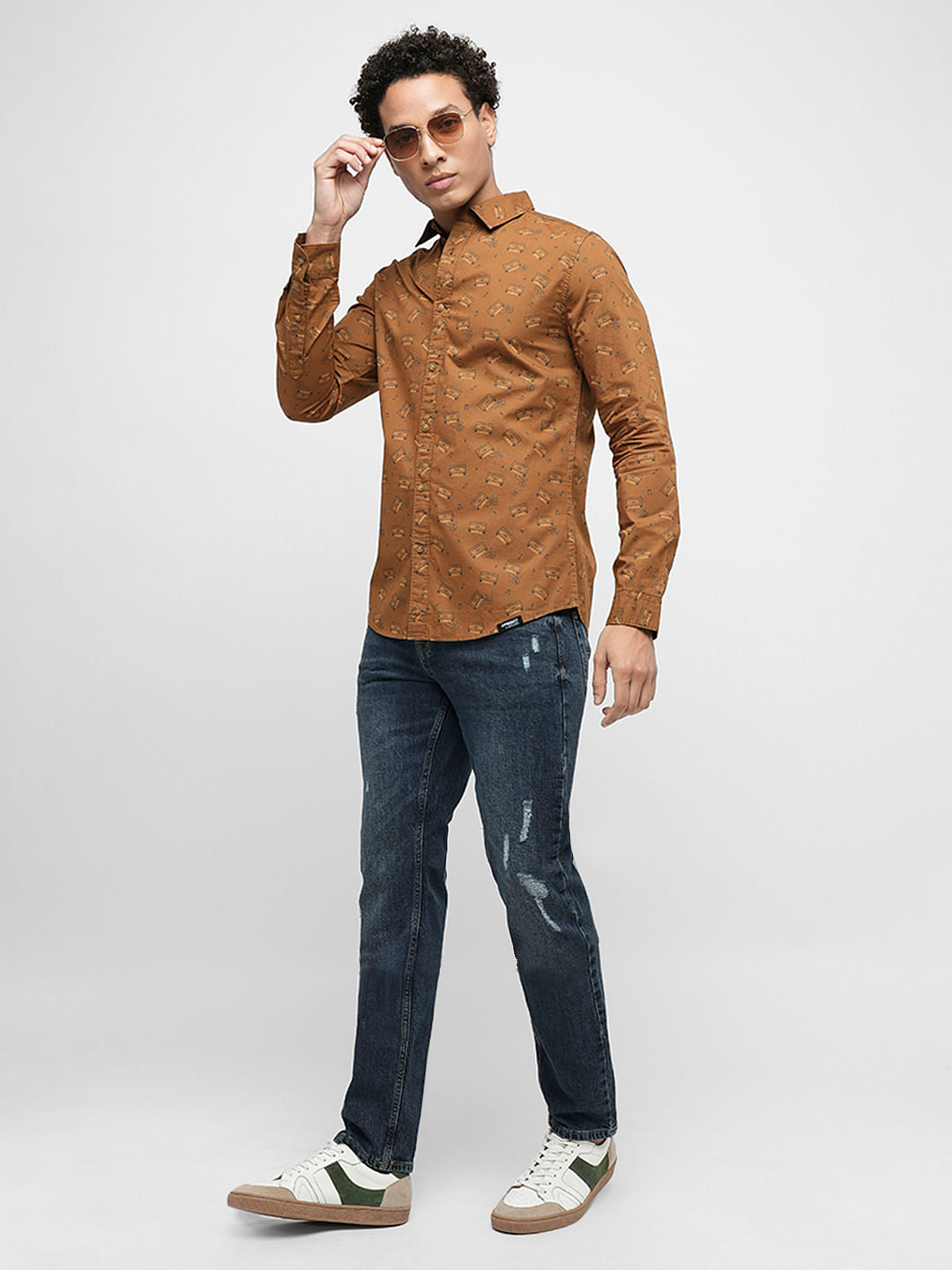 PRODUKT by JACK&JONES Blue Mid Rise Distressed Slim Jeans