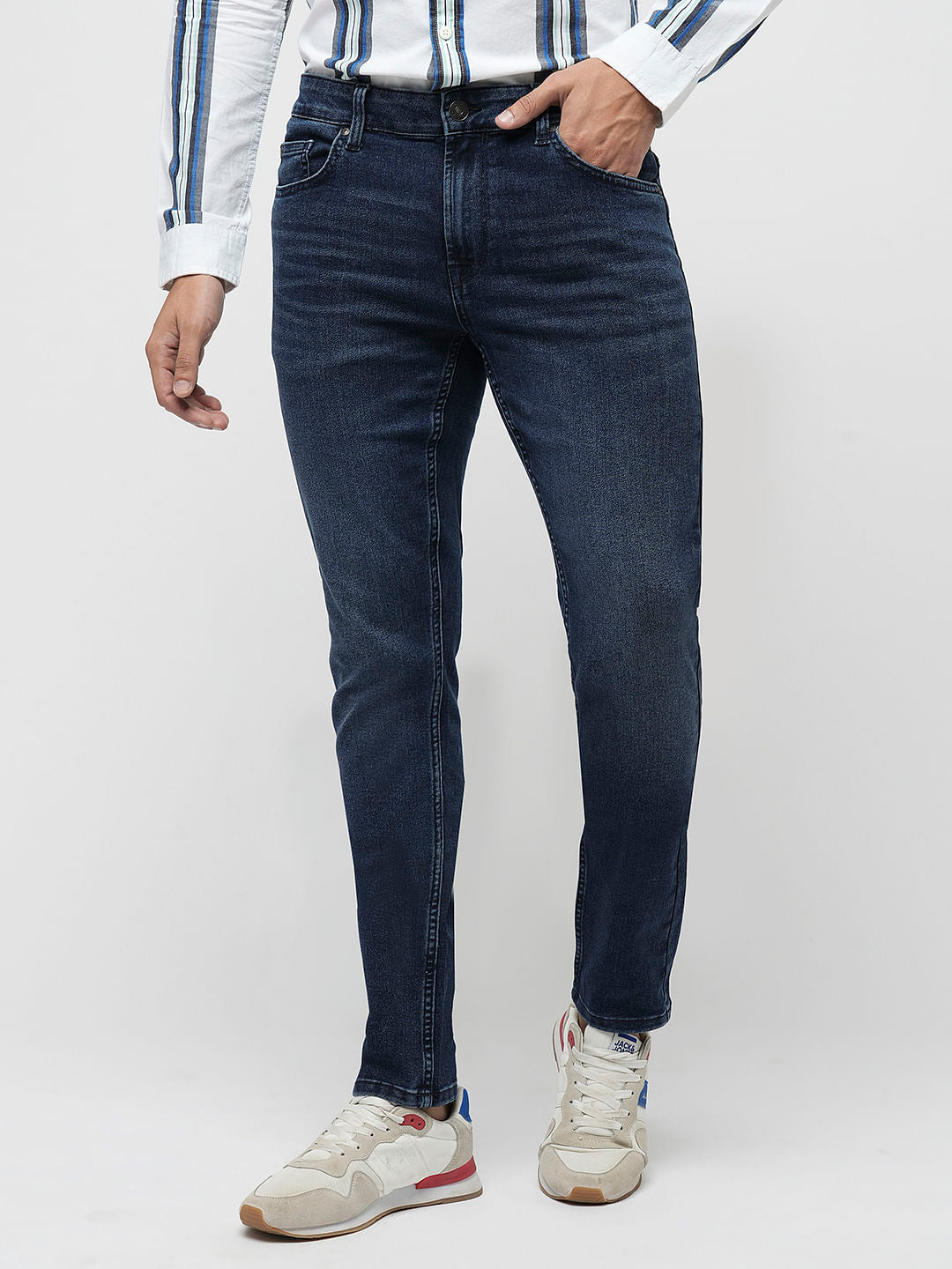 PRODUKT by JACK&JONES Dark Blue Mid Rise Slim Fit Jeans