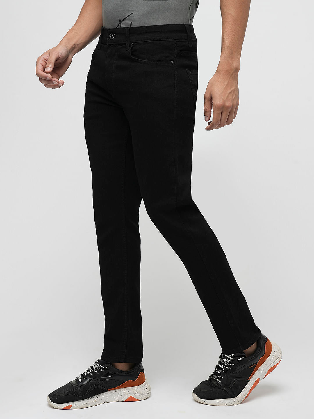 PRODUKT by JACK&JONES Black Mid Rise Slim Fit Jeans
