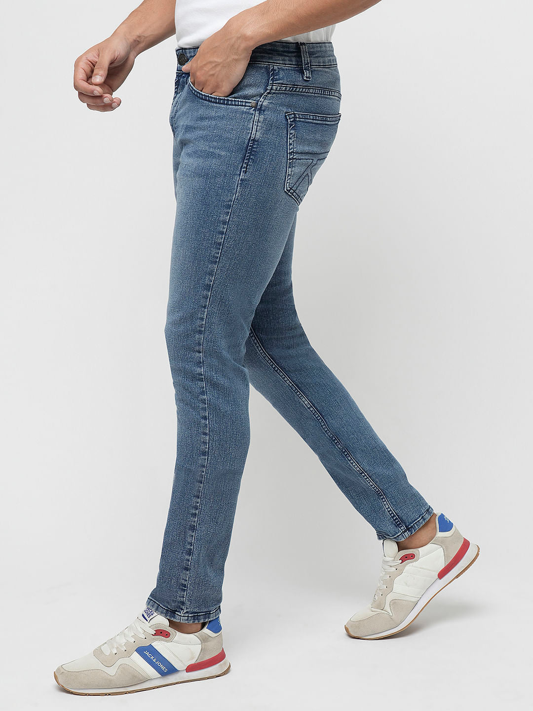 PRODUKT by JACK&JONES Blue Mid Rise Slim Fit Jeans