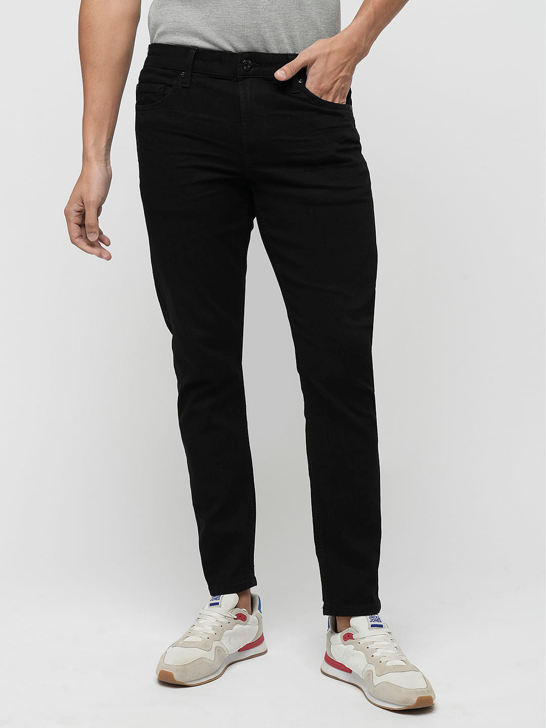PRODUKT by JACK&JONES Black Mid Rise Slim Fit Jeans