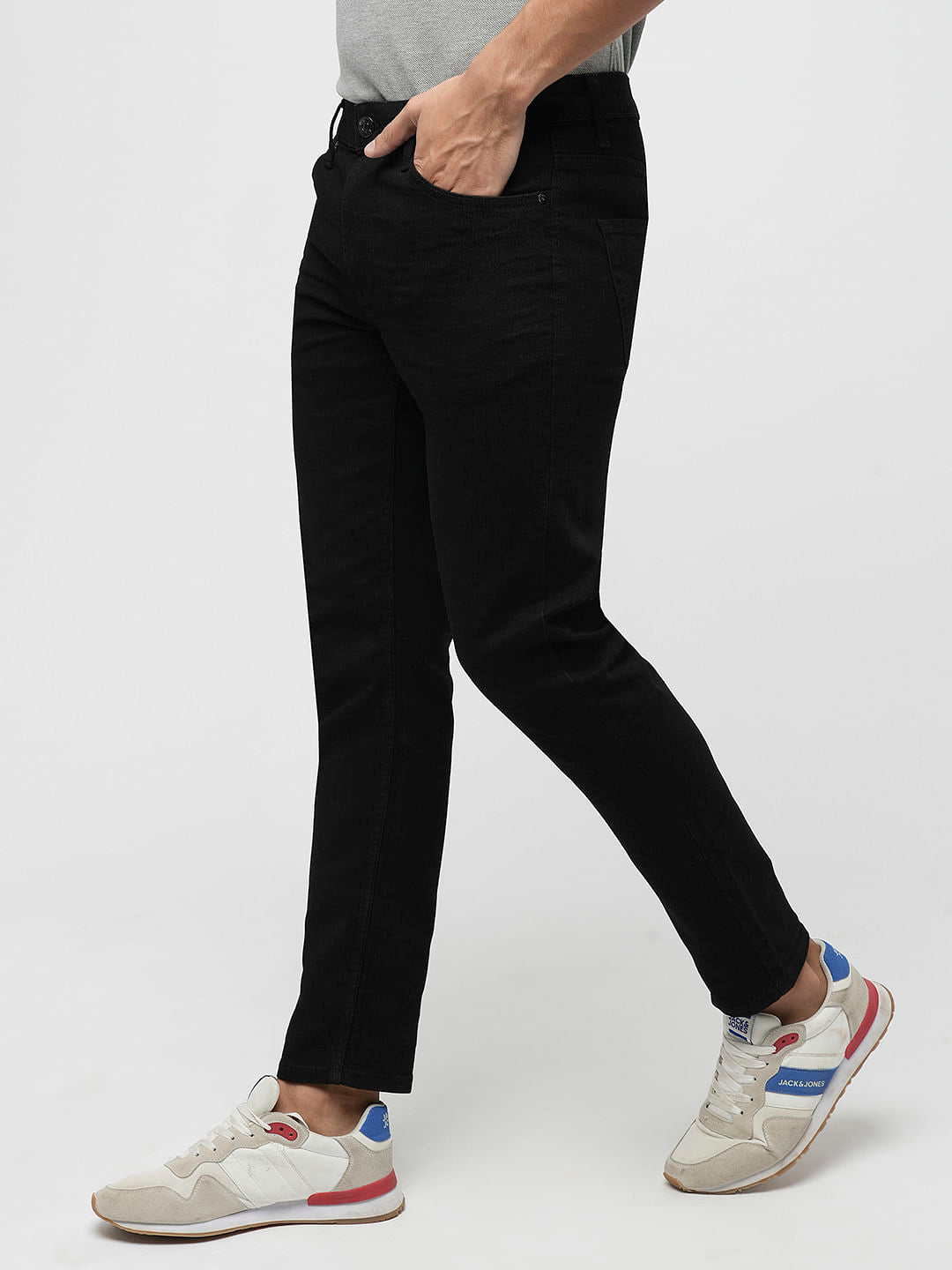 PRODUKT by JACK&JONES Black Mid Rise Slim Fit Jeans