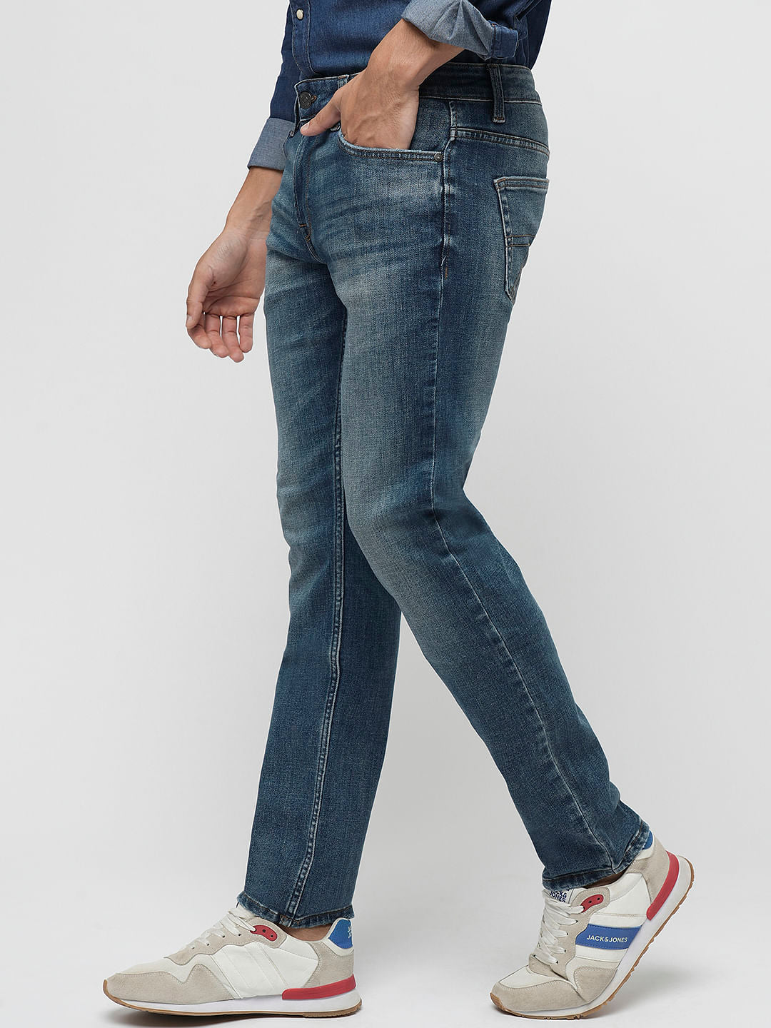 PRODUKT by JACK&JONES Blue Mid Rise Slim Fit Jeans
